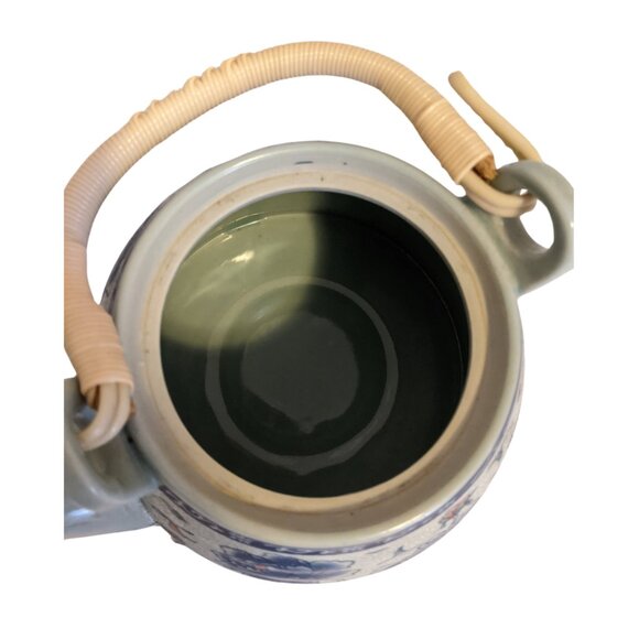 Vintage Ceramic Tea Set 2 Cups 1 Teapot Chinese Blue Floral Summer Kitchen - Picture 11 of 11